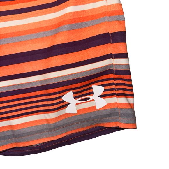 Under Armour HeatGear Board Shorts Men's 28 Orange Purple Striped Swim Trunks - Picture 2 of 10